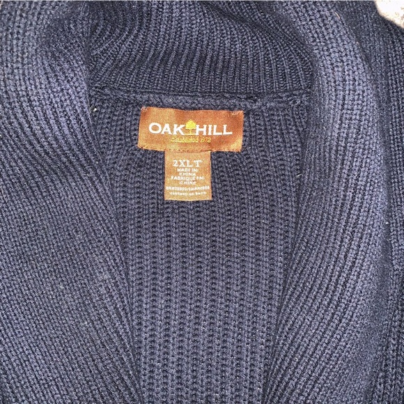 EUC HEAVY Knit Blue Cardigan Sweater with Collar and Long Sleeves - Picture 3 of 4